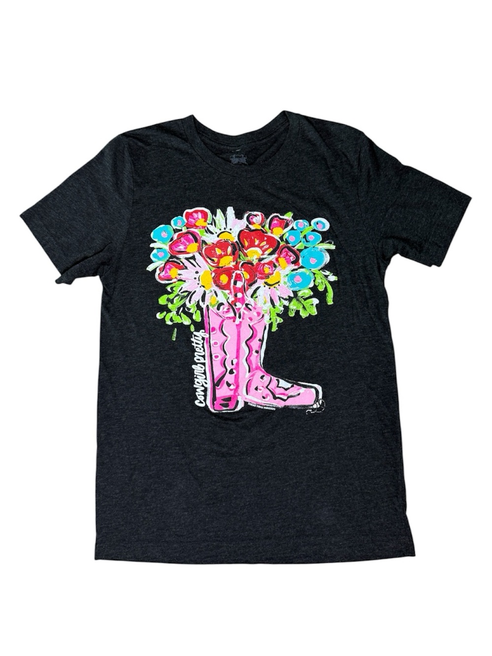 Callie Ann Stelter "Cowgirl Pretty" Tee by Texas True Threads Charcoal Black